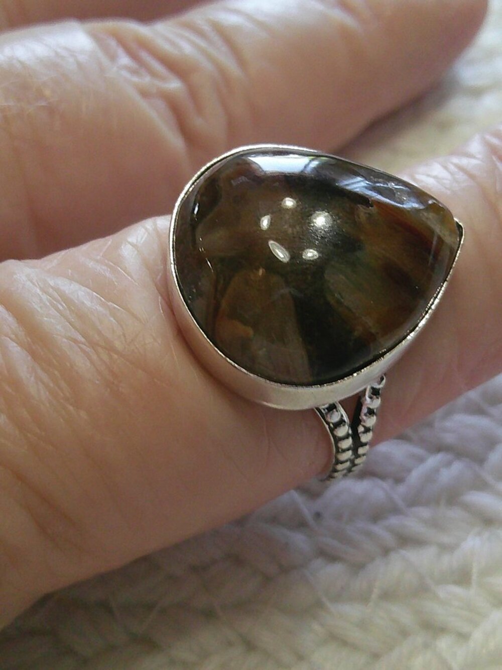Natural MONTANA AGATE Handmade Sterling 925 Ring Size 10.25 #727E